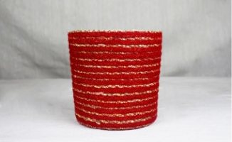 Red Natural Fiber Pot